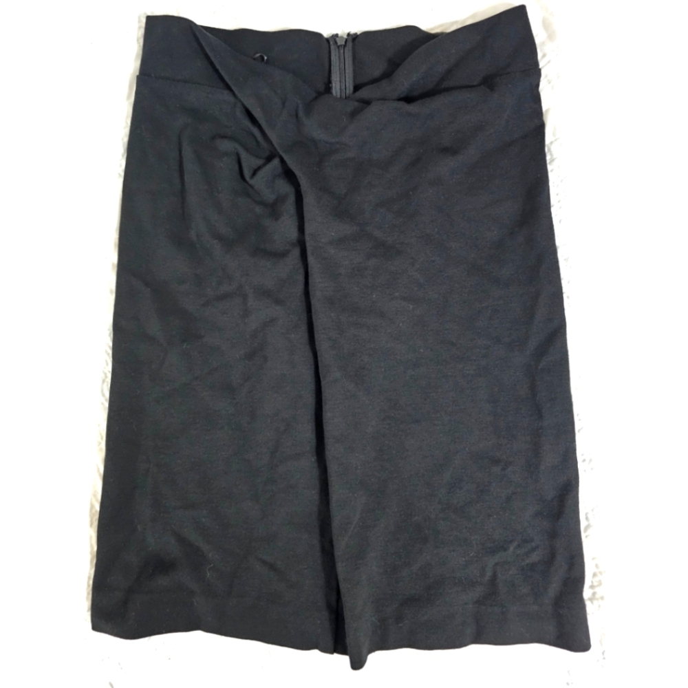 Anne Klein - Black Stretch Pencil Skirt W/Cross-Front Waist Design